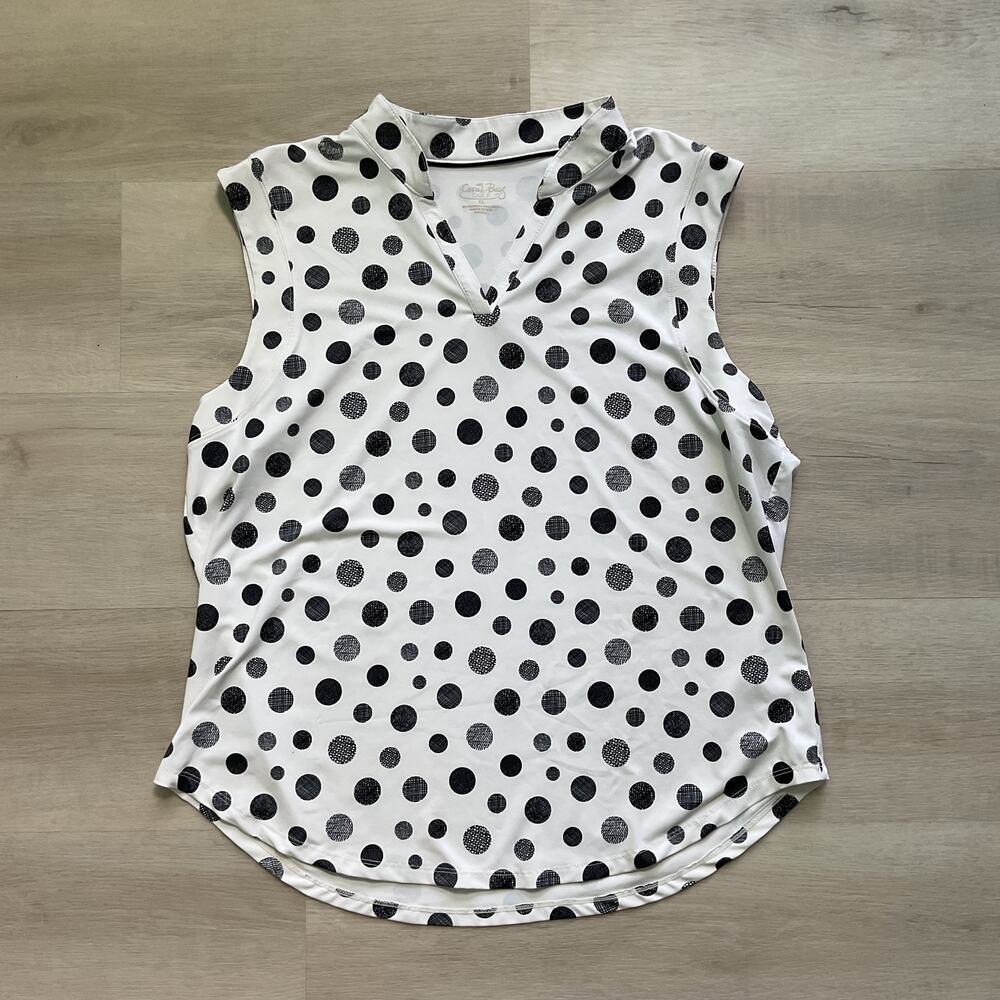 Coral Bay Golf Blouse and Skort Set White with Black Polka Dot Womens XL - Picture 2 of 16